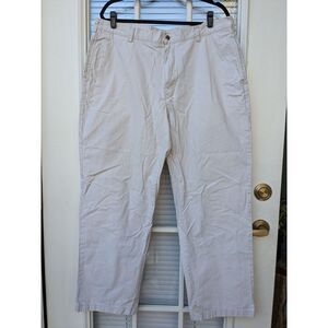 L.L Bean Natural Fit Khaki  Chino Pants Flat Front Cream, Size 38x32